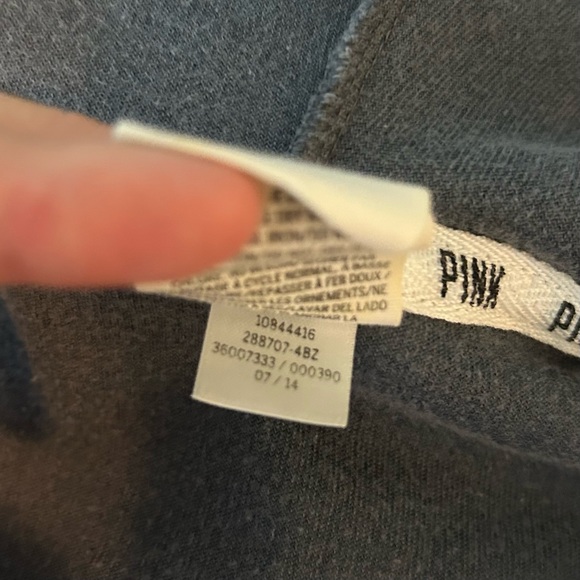 PINK Victoria’s Secret Gray Gold Sequin Bling Zip Up Velour Hoodie Size Small - Picture 9 of 13